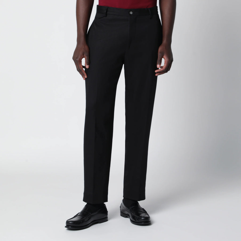 Santaniello Black cotton and linen trousers
