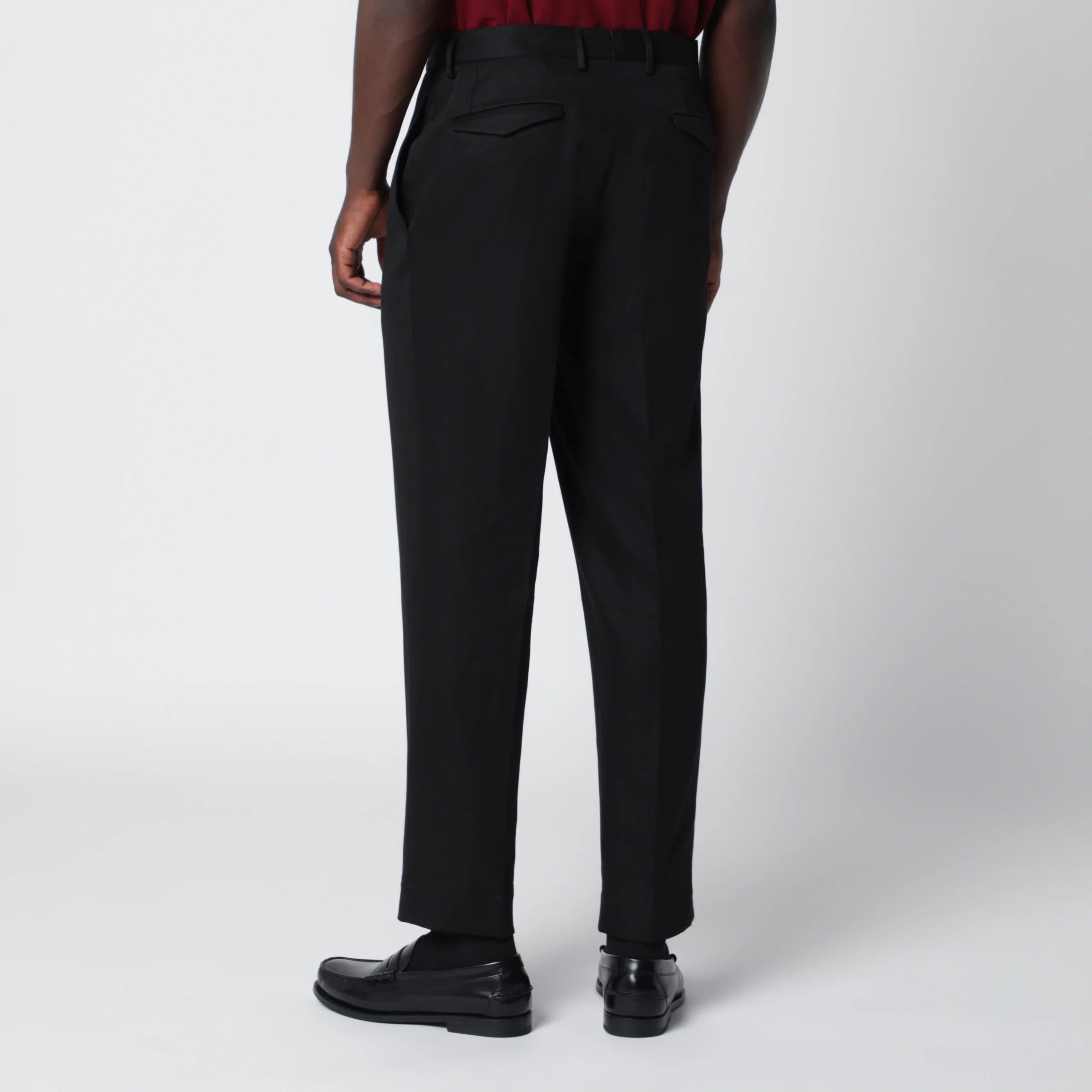 Santaniello Black cotton and linen trousers