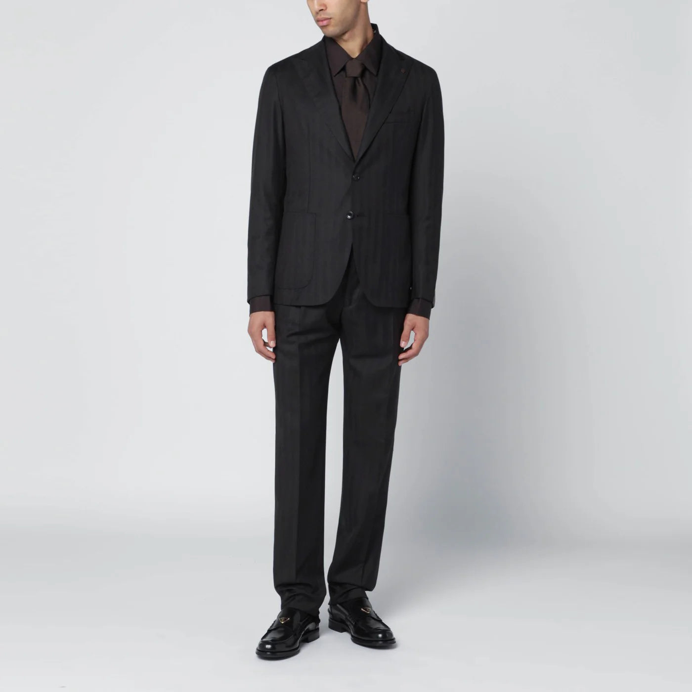 Tagliatore Brown striped single-breasted wool suit
