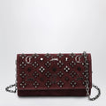 Christian Louboutin Paloma studded suede wallet on chain Burgundy