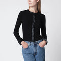 Courreges Courrèges Ribbed viscose-blend cardigan with vinyl trim, black