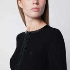 Courreges Courrèges Ribbed viscose-blend cardigan with vinyl trim, black