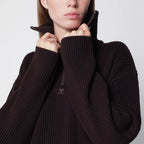 Courreges Courrèges Dark burgundy ribbed zip sweater