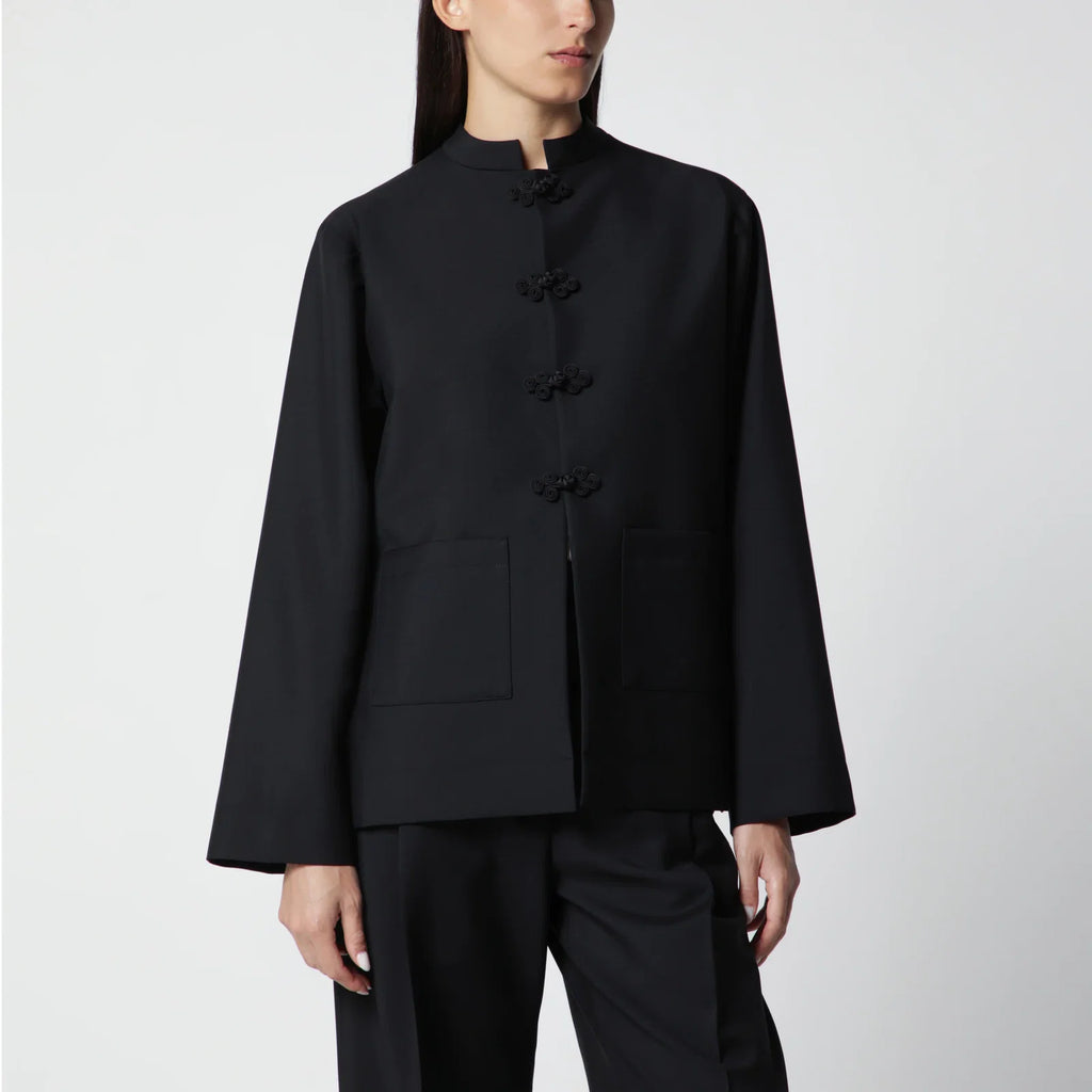 Róhe Black Wool Jacket with Pankou Closure