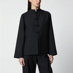 Róhe Black Wool Jacket with Pankou Closure