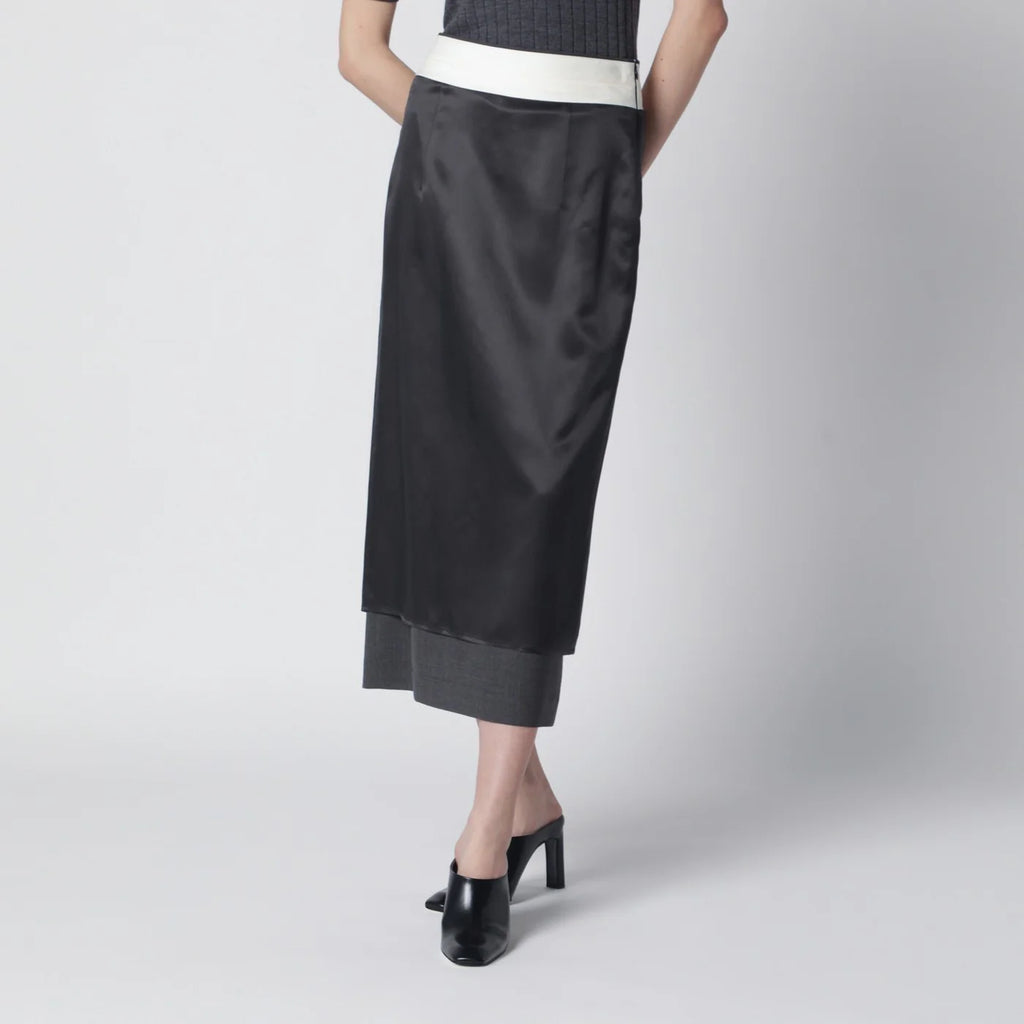 Róhe Dark grey inside-out midi skirt