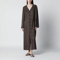 Róhe Earth-tone silk dress with pankou closure