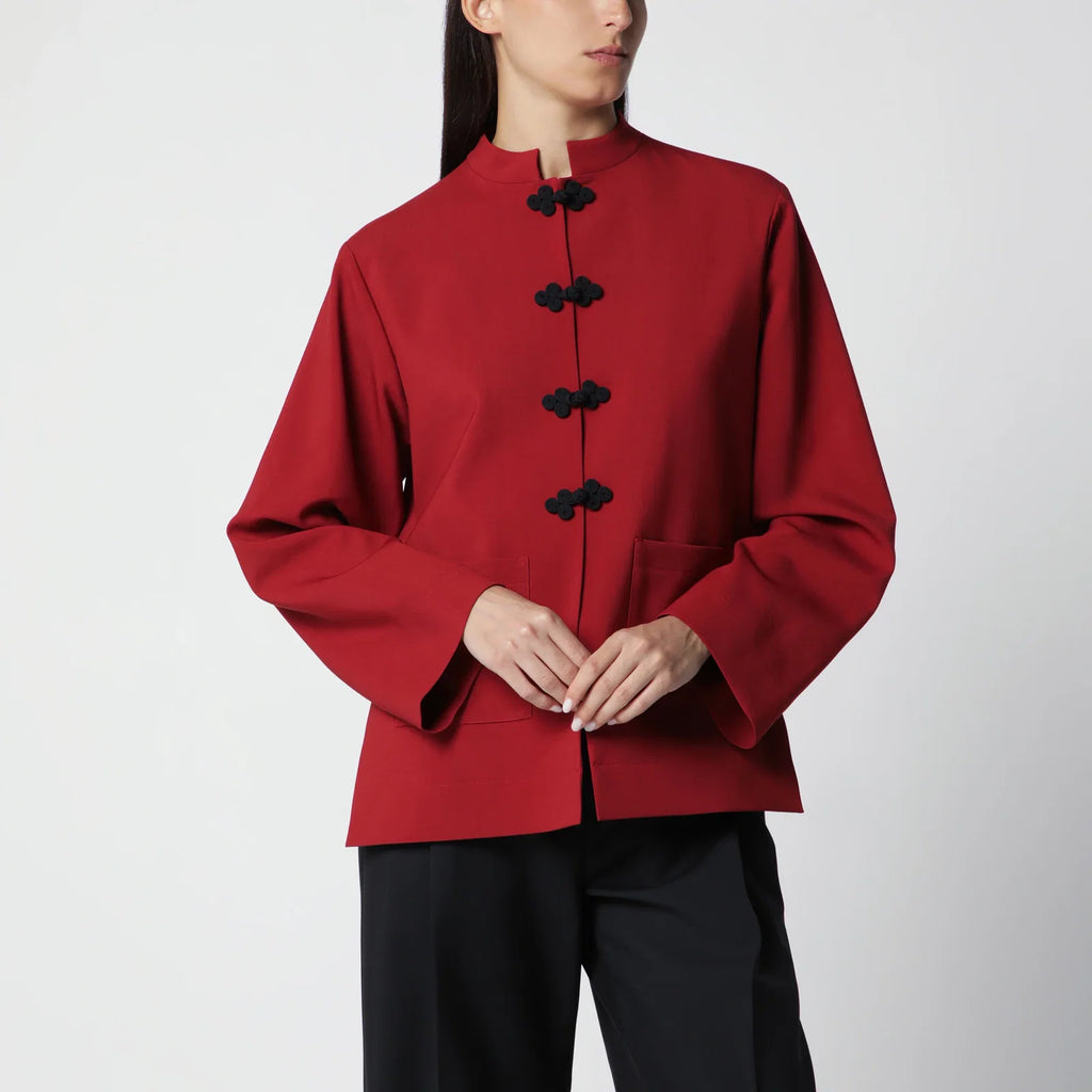 Róhe Carmine Red Wool Jacket with Pankou Closure