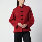Róhe Carmine Red Wool Jacket with Pankou Closure