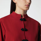 Róhe Carmine Red Wool Jacket with Pankou Closure