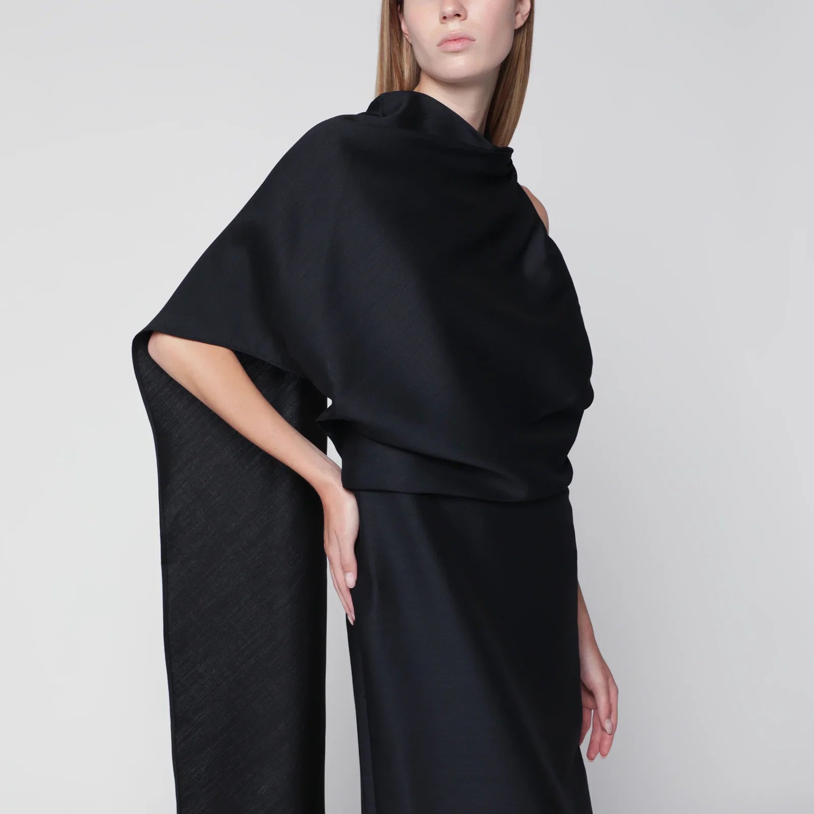 Róhe Midnight Blue One-Shoulder Midi Dress