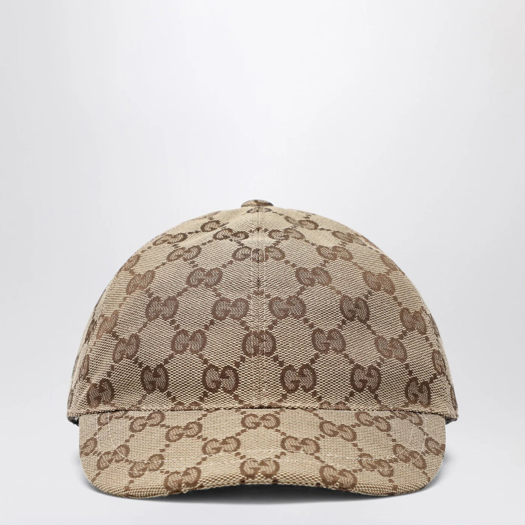 GUCCI Beige and ebony GG fabric baseball cap
