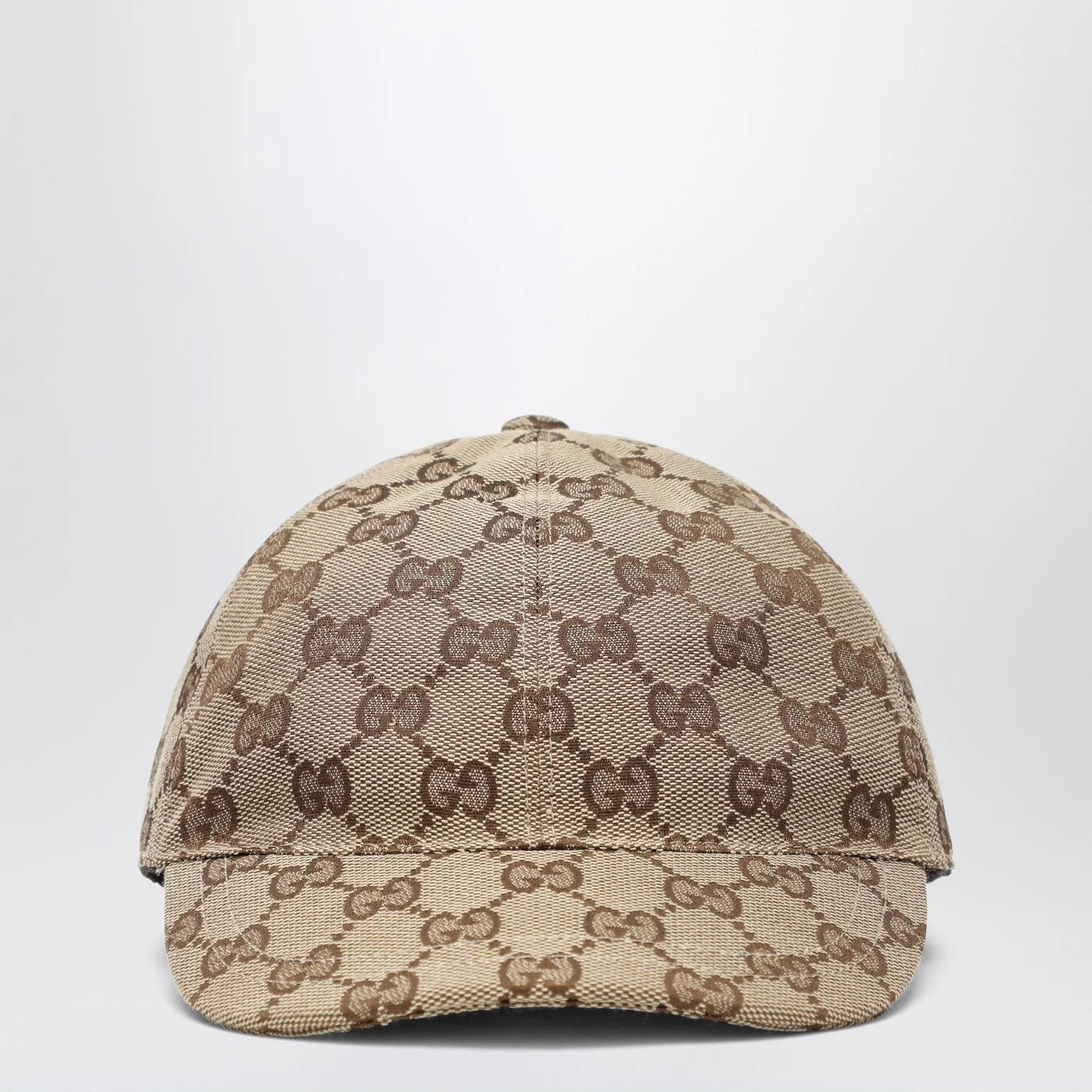 GUCCI Beige and ebony GG fabric baseball cap