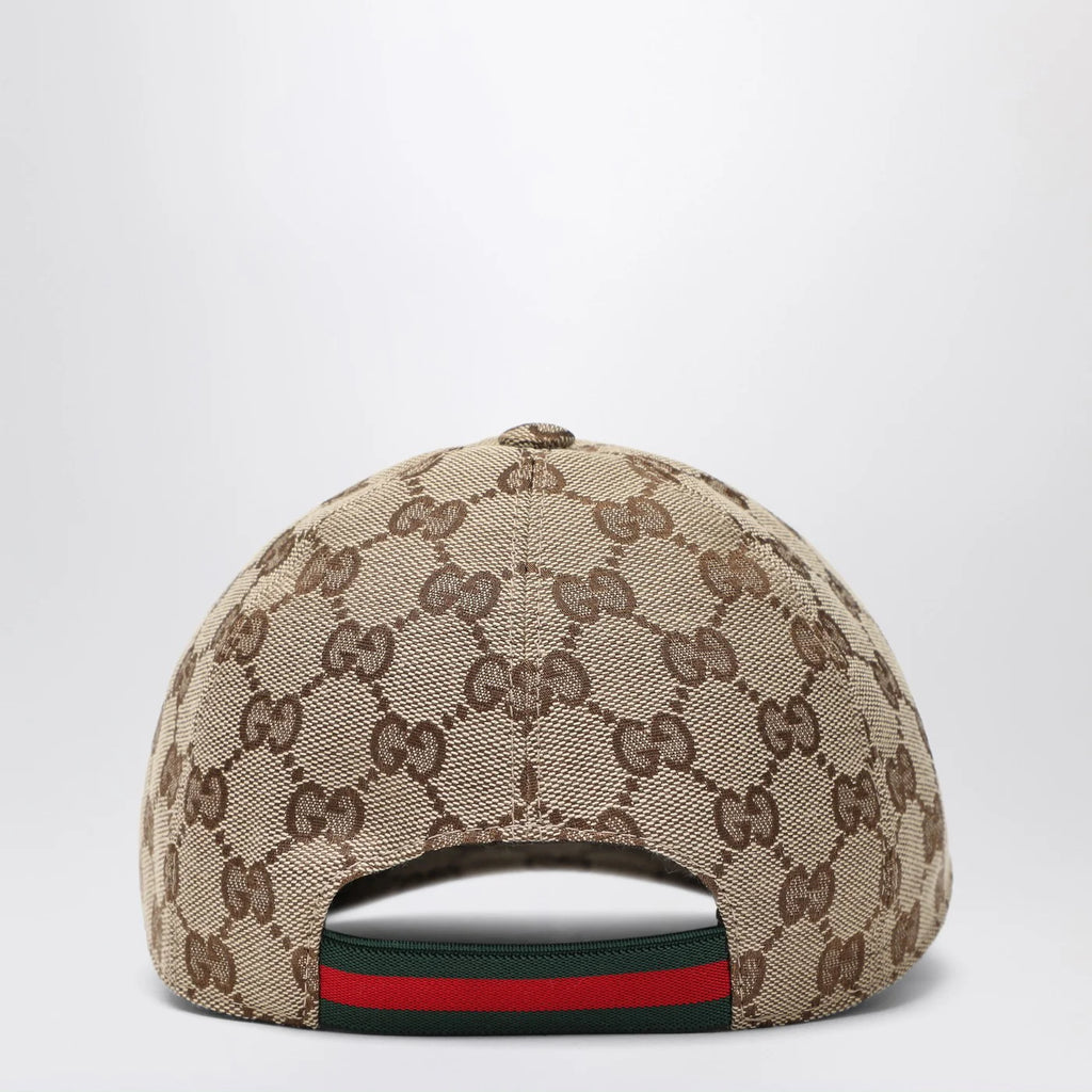 GUCCI Beige and ebony GG fabric baseball cap