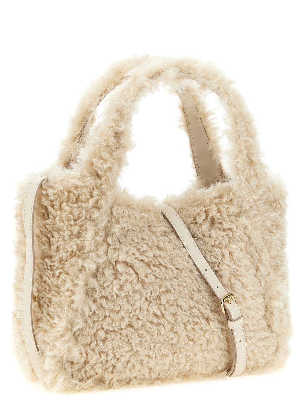 Stella Mccartney Shearling Logo Shopping Bag