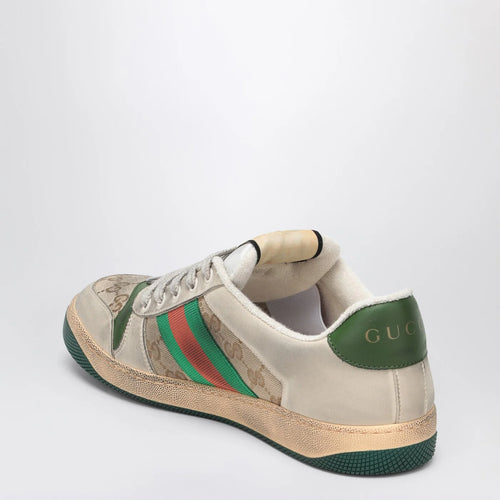 GUCCI Beige Screener Sneakers in Original GG fabric