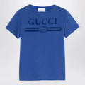 GUCCI Ultramarine blue T-shirt with logo print