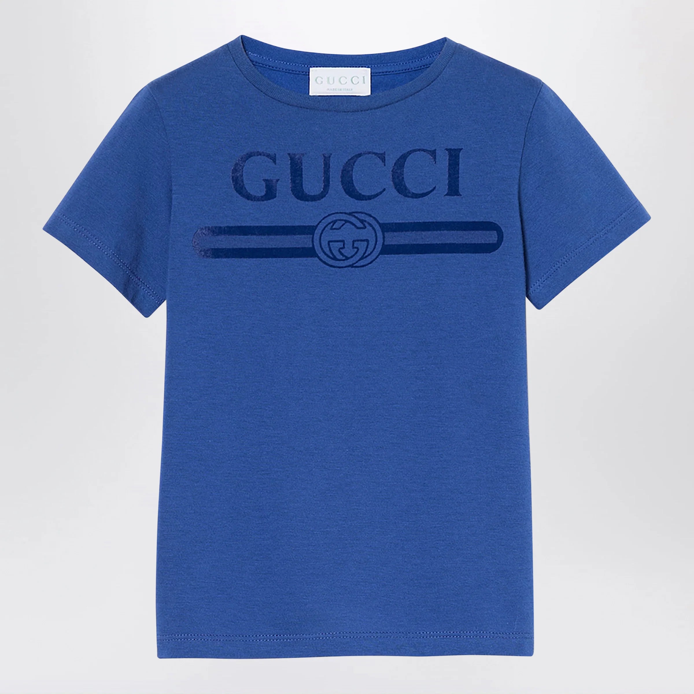 GUCCI Ultramarine blue T-shirt with logo print