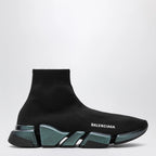 Balenciaga Black/blue Speed 2.0 Iridescent knit sneakers