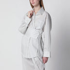 Róhe Silk striped shirt with belt
