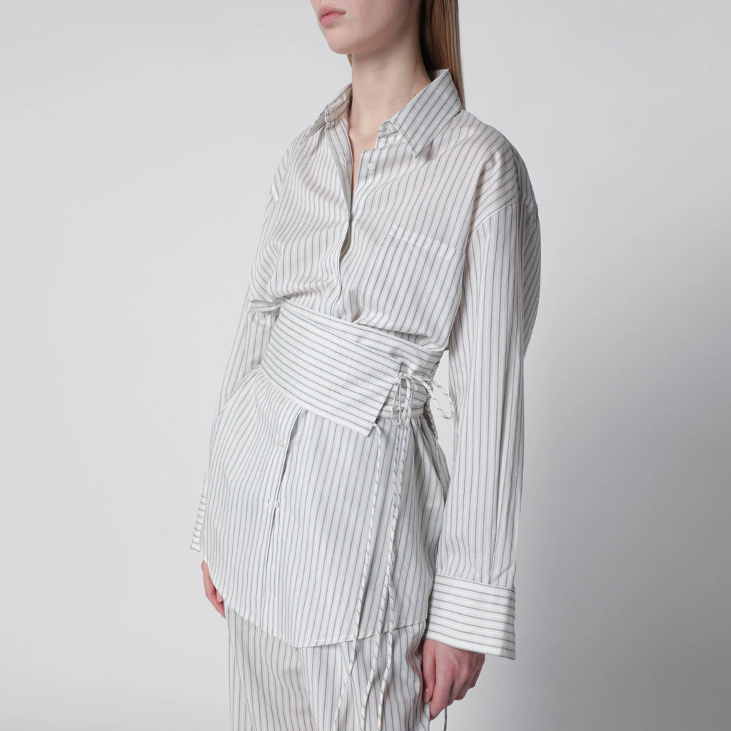 Róhe Silk striped shirt with belt
