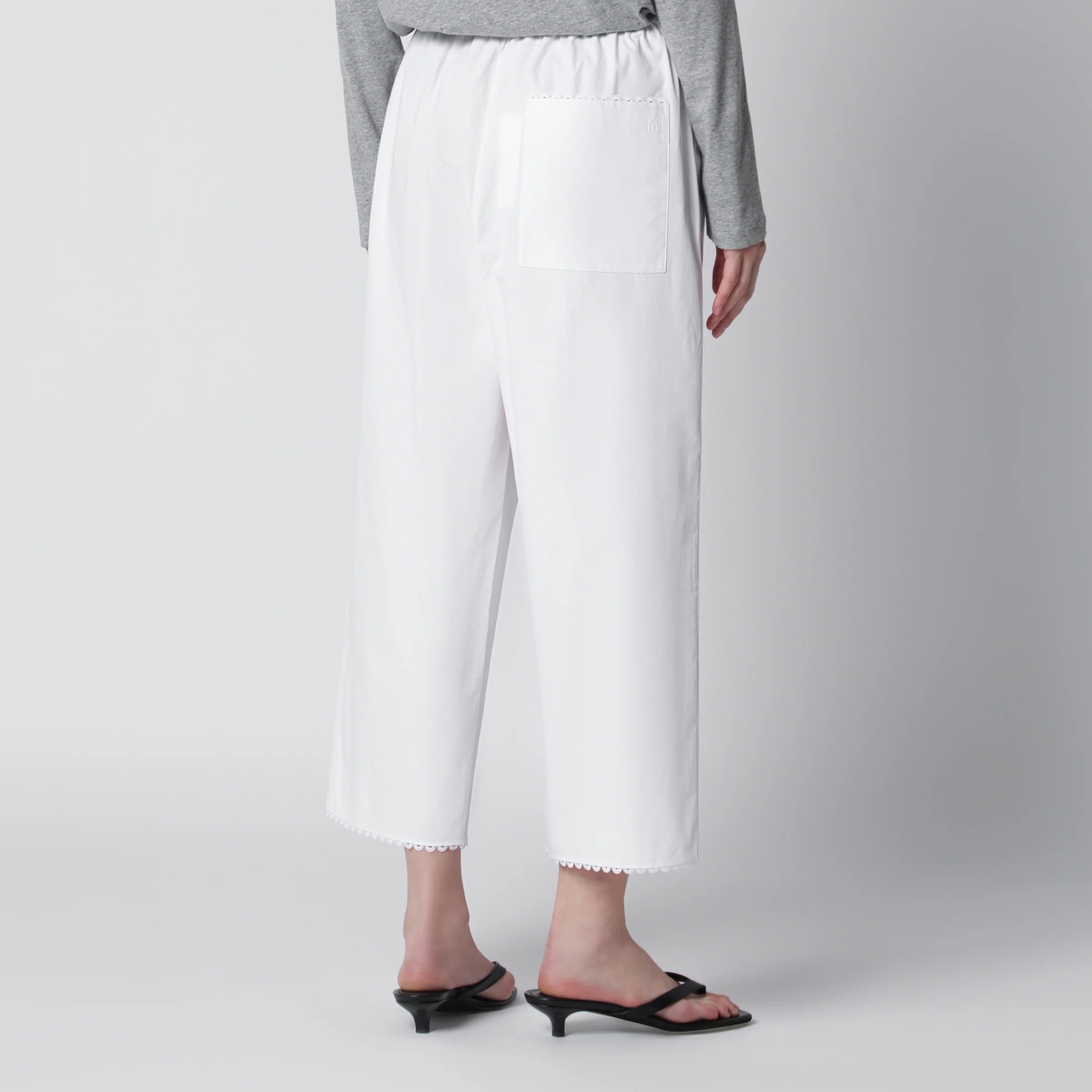 Róhe White cropped cotton trousers