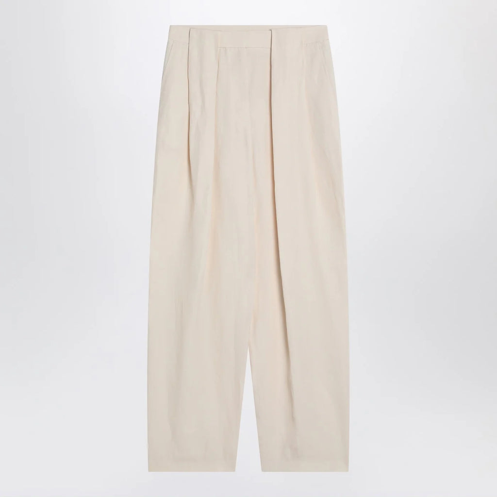 Stella McCartney Wide butter-coloured pants in linen blend