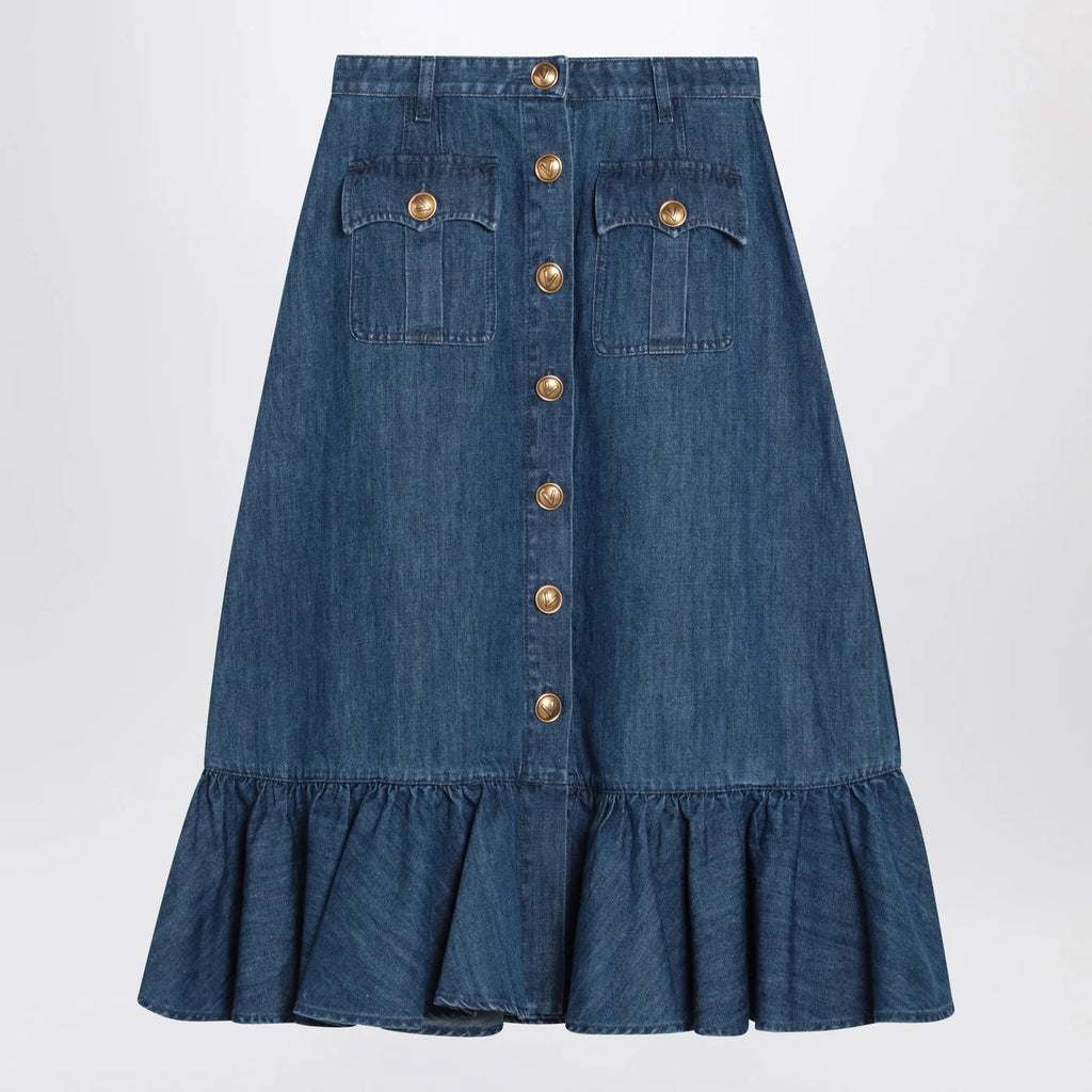 Valentino Blue denim midi skirt
