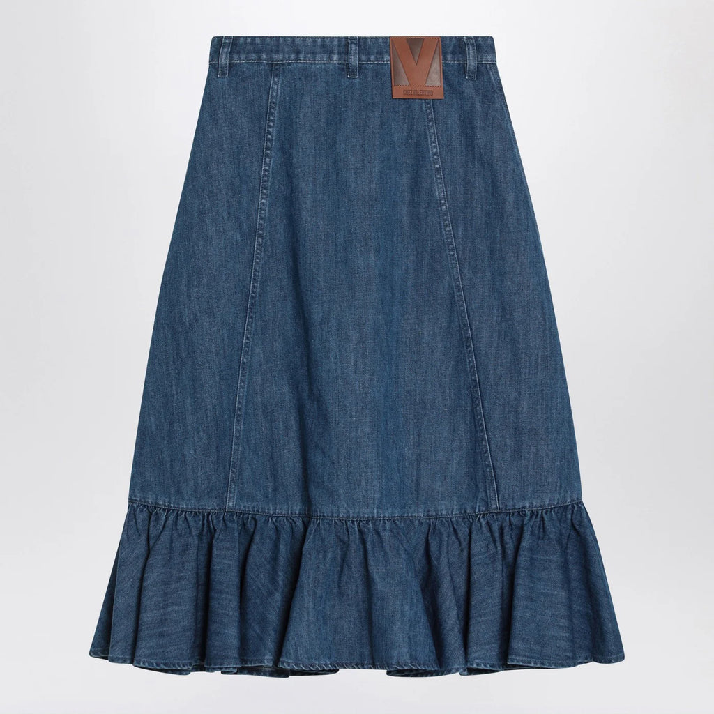 Valentino Blue denim midi skirt