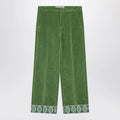 Valentino Green velvet trousers with jacquard hem