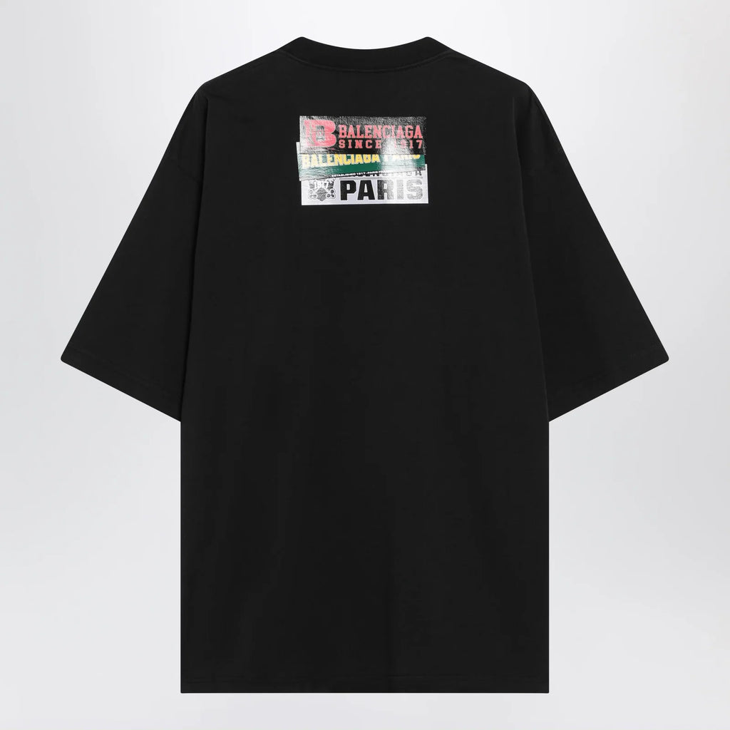 Balenciaga Bumper Stickers medium-fit cotton T-shirt in black