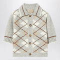 GUCCI Cardigan with grey/beige argyle inlay
