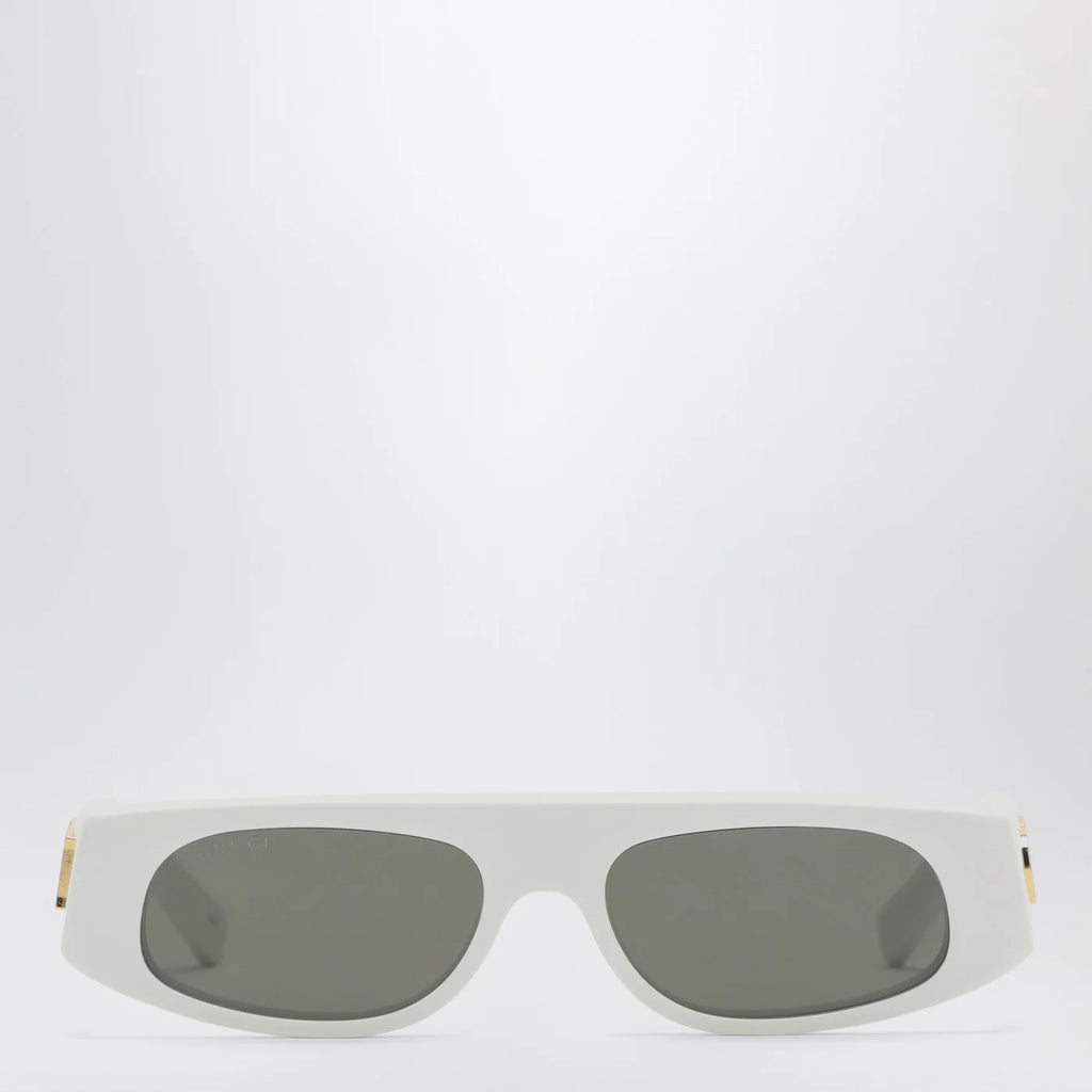 GUCCI White acetate geometric sunglasses