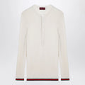 GUCCI White silk jersey with web ribbon