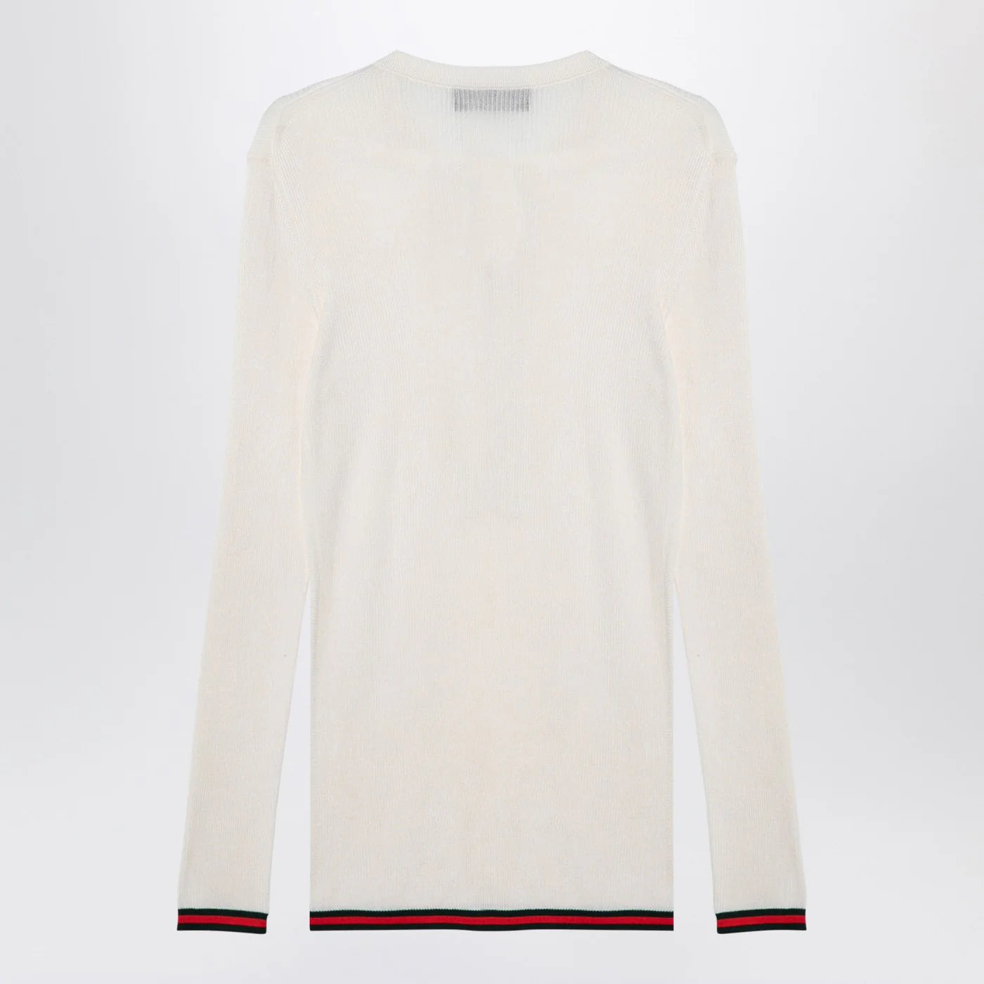 GUCCI White silk jersey with web ribbon