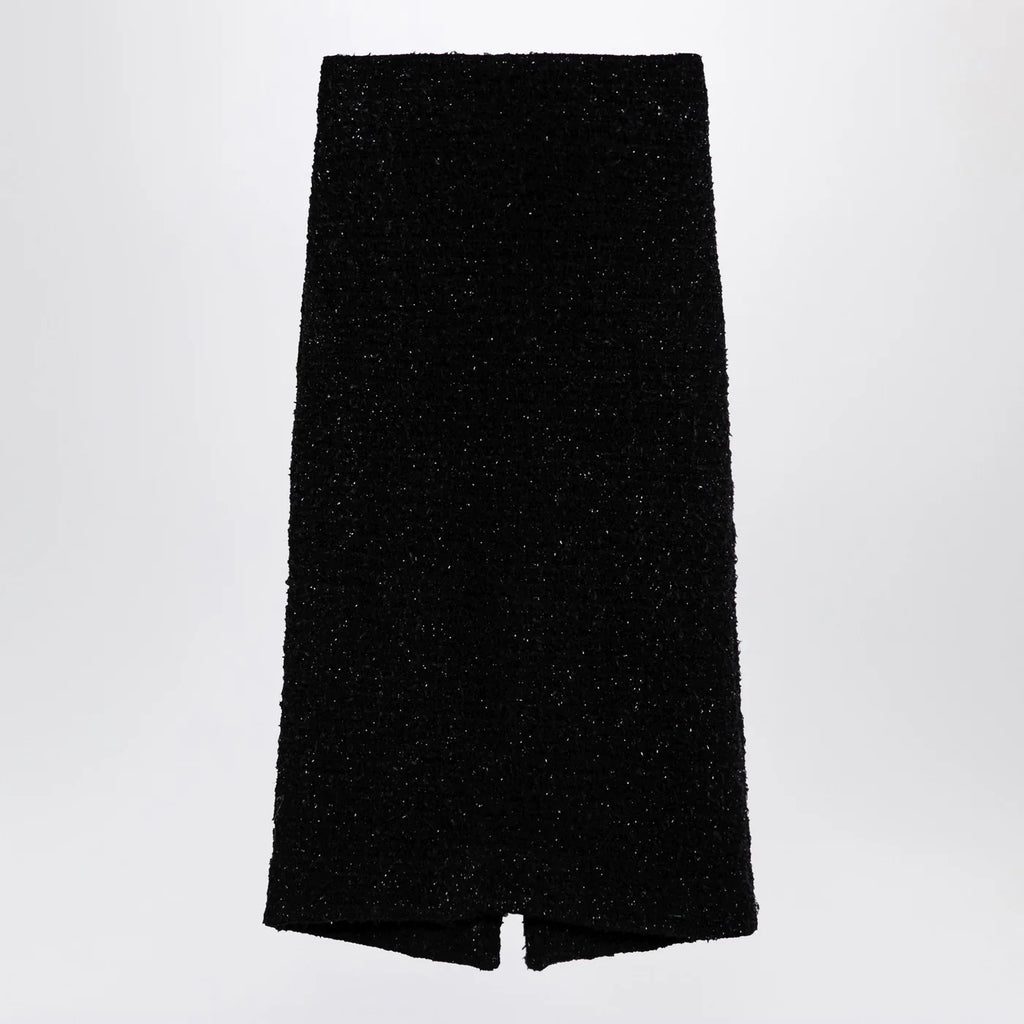 Balenciaga Black tweed midi skirt