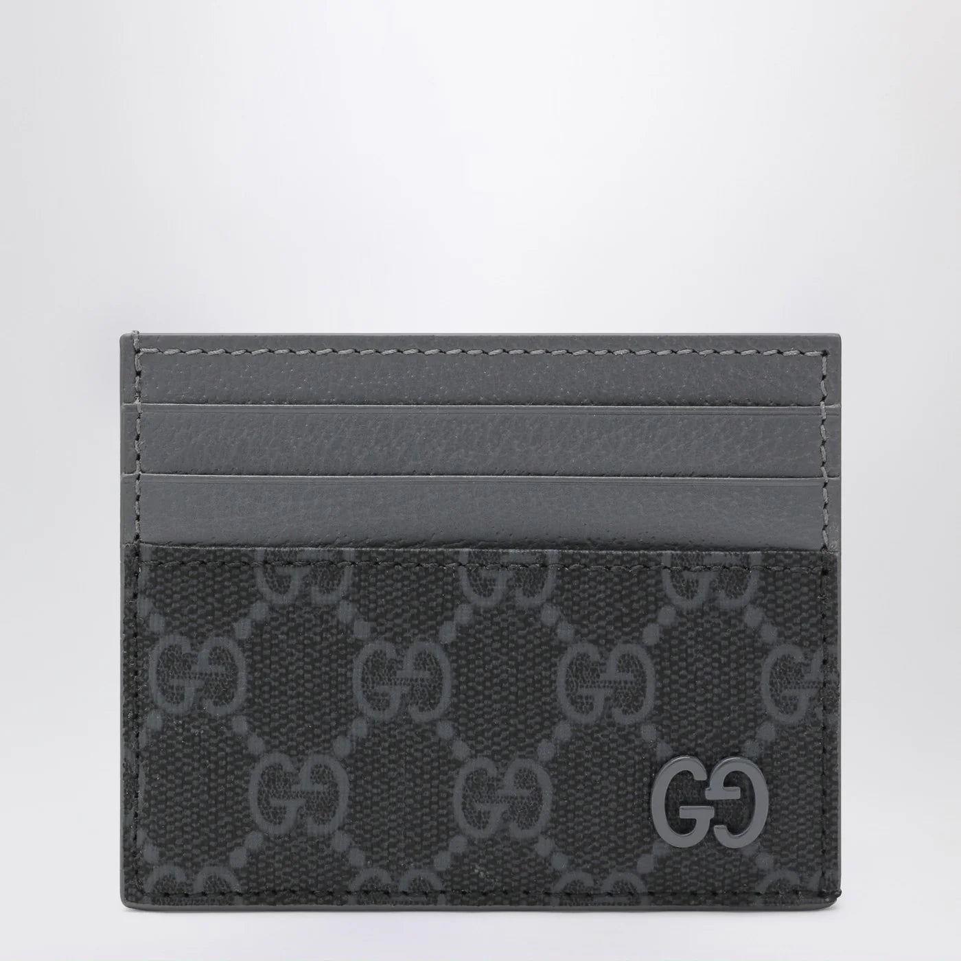 GUCCI GG card holder with grey trims