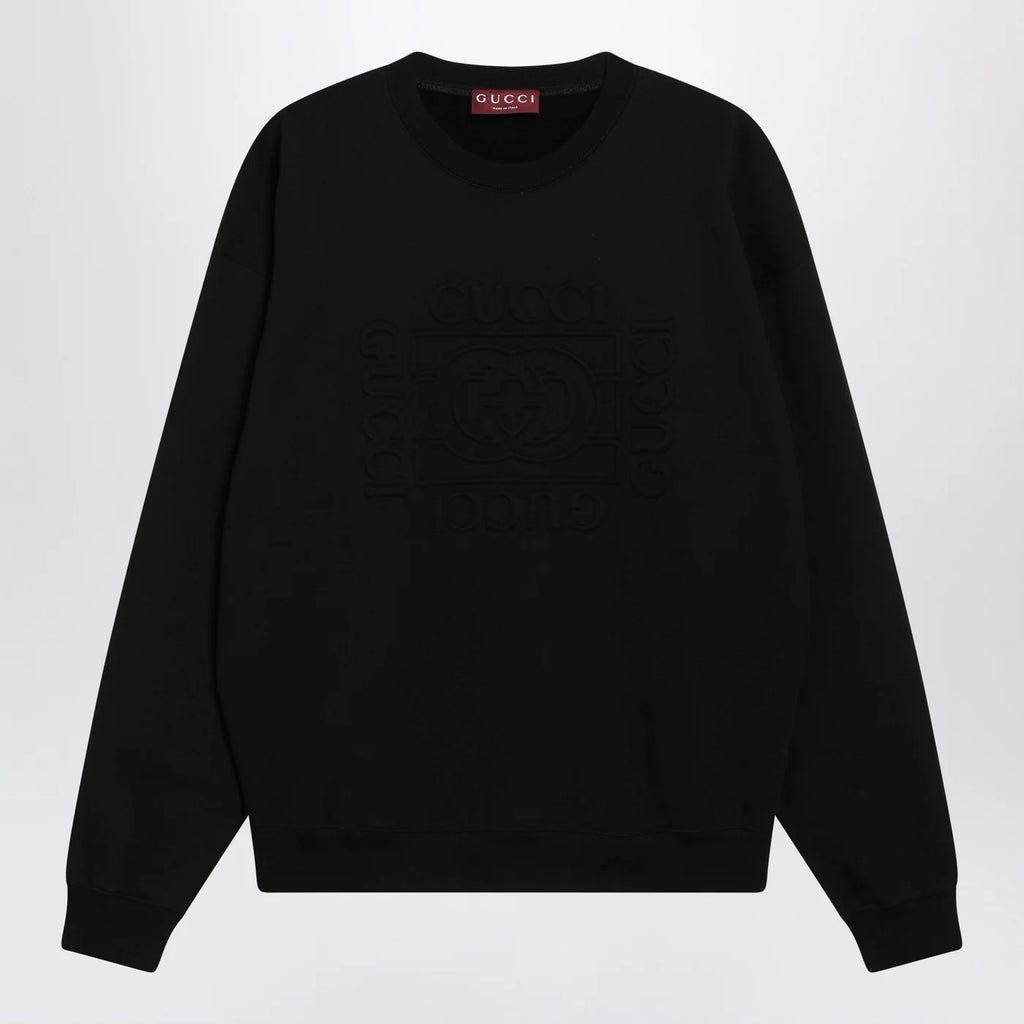 GUCCI Black brushed cotton jersey sweatshirt