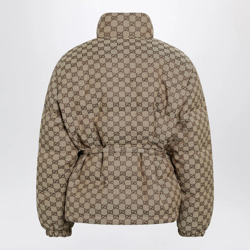 GUCCI Belted jacket in beige GG fabric
