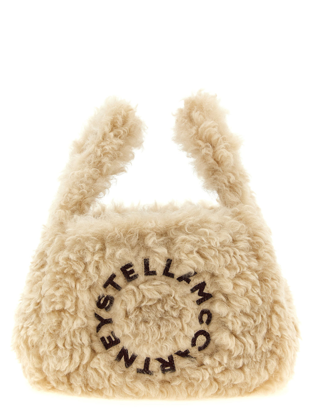Stella Mccartney Shearling Logo Shoulder Bag
