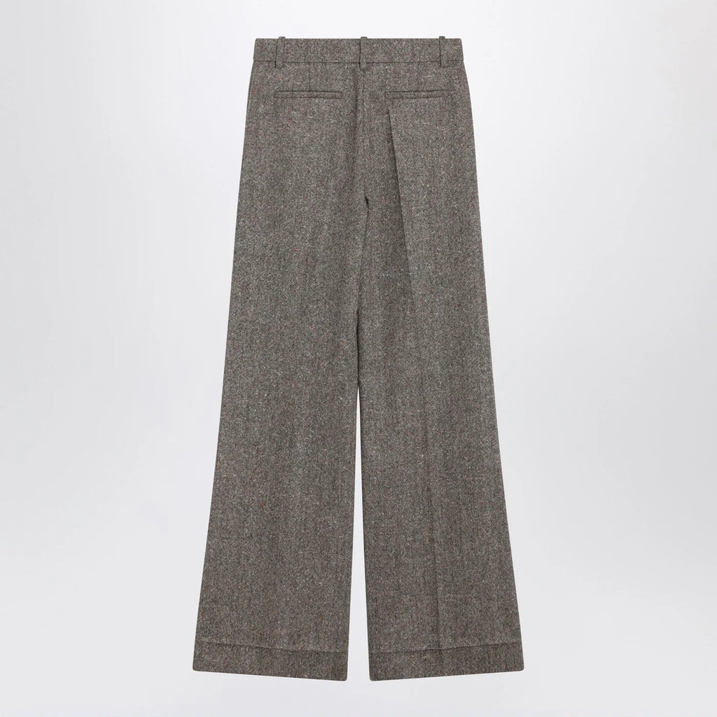 Valentino Ivory/brown patterned wool trousers