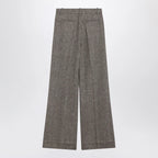 Valentino Ivory/brown patterned wool trousers