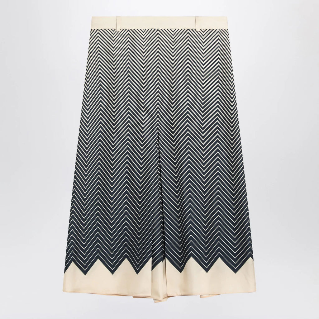 Valentino Blue/ivory silk skirt