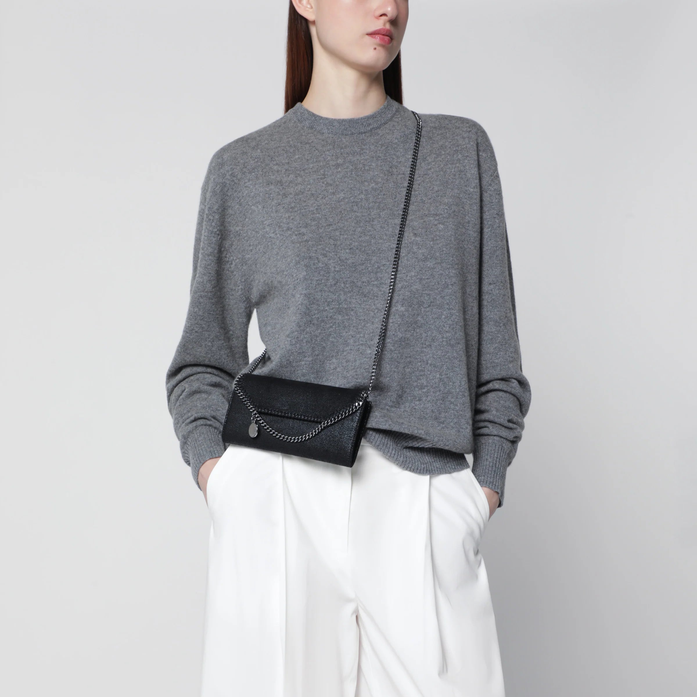 Stella McCartney Falabella black crossbody wallet