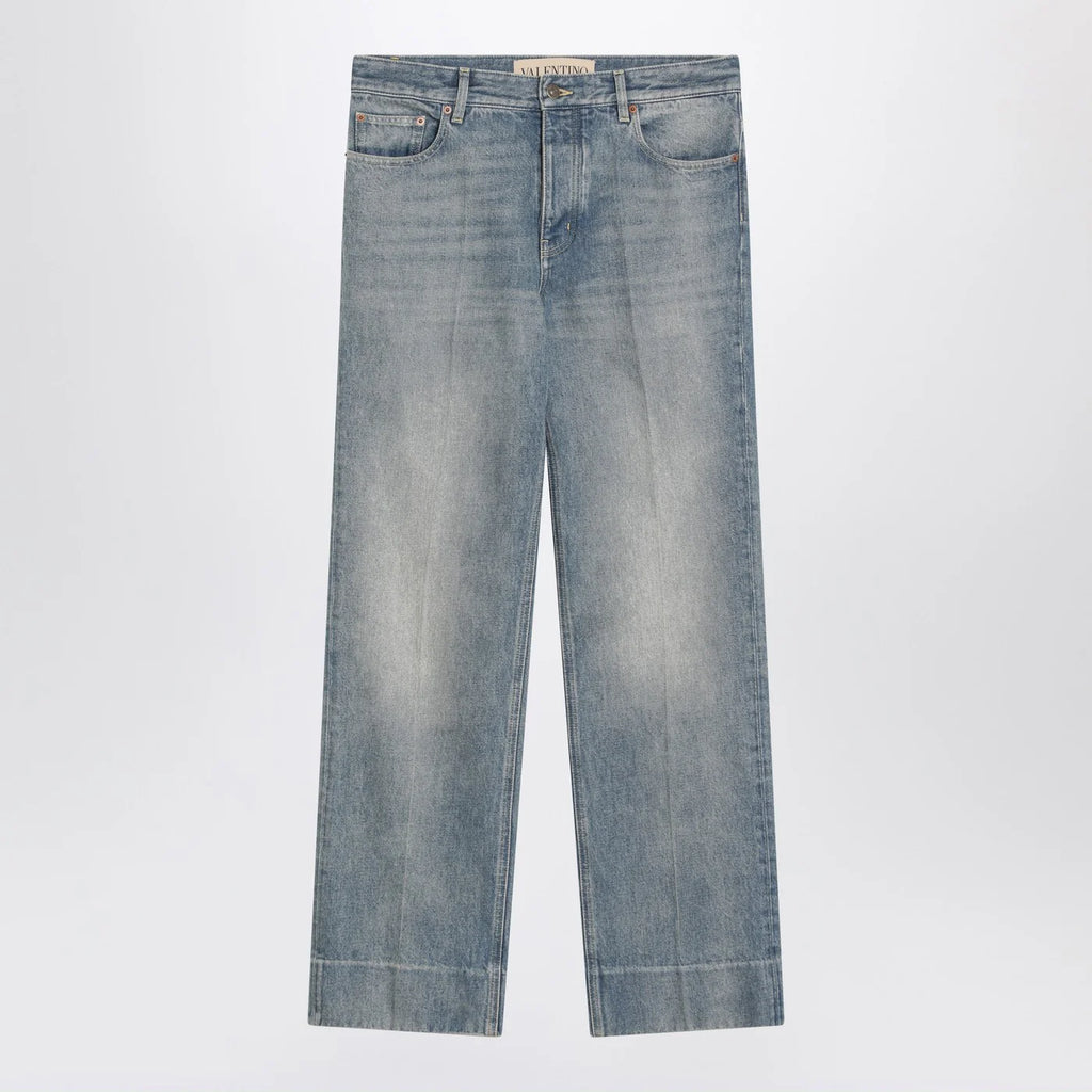 Valentino Medium blue washed-effect jeans