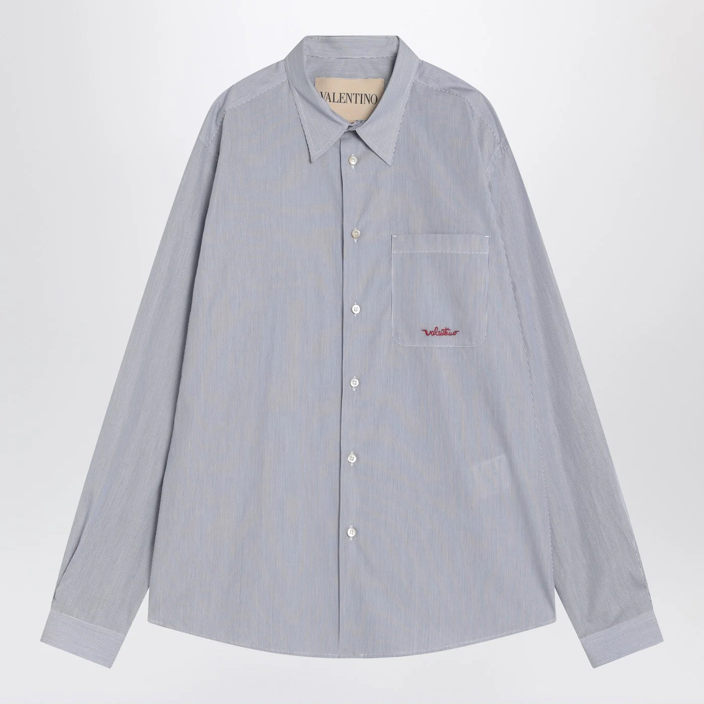 Valentino Light blue cotton shirt with logo
