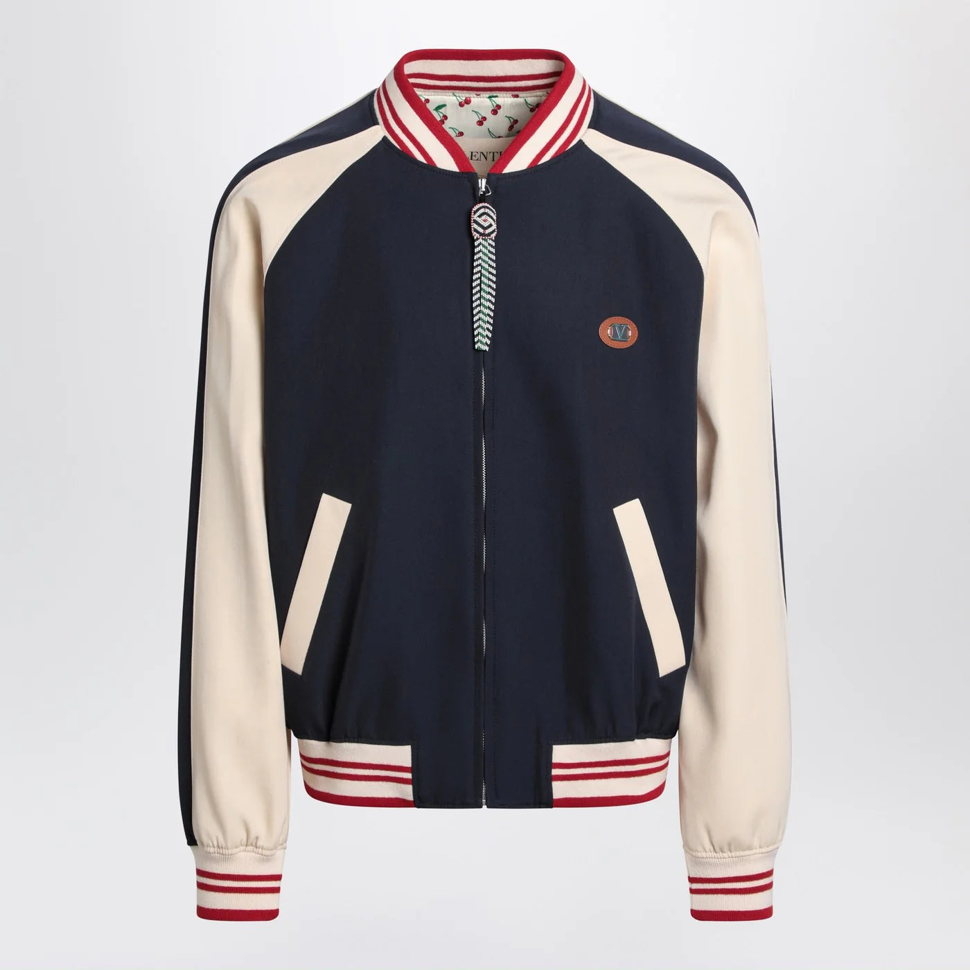 Valentino Blue/cream bomber with mixed wool VLogo