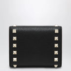 Valentino Garavani Rockstud trifold wallet in black grained calfskin