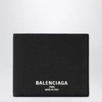 Balenciaga Black grained leather card holder with logo