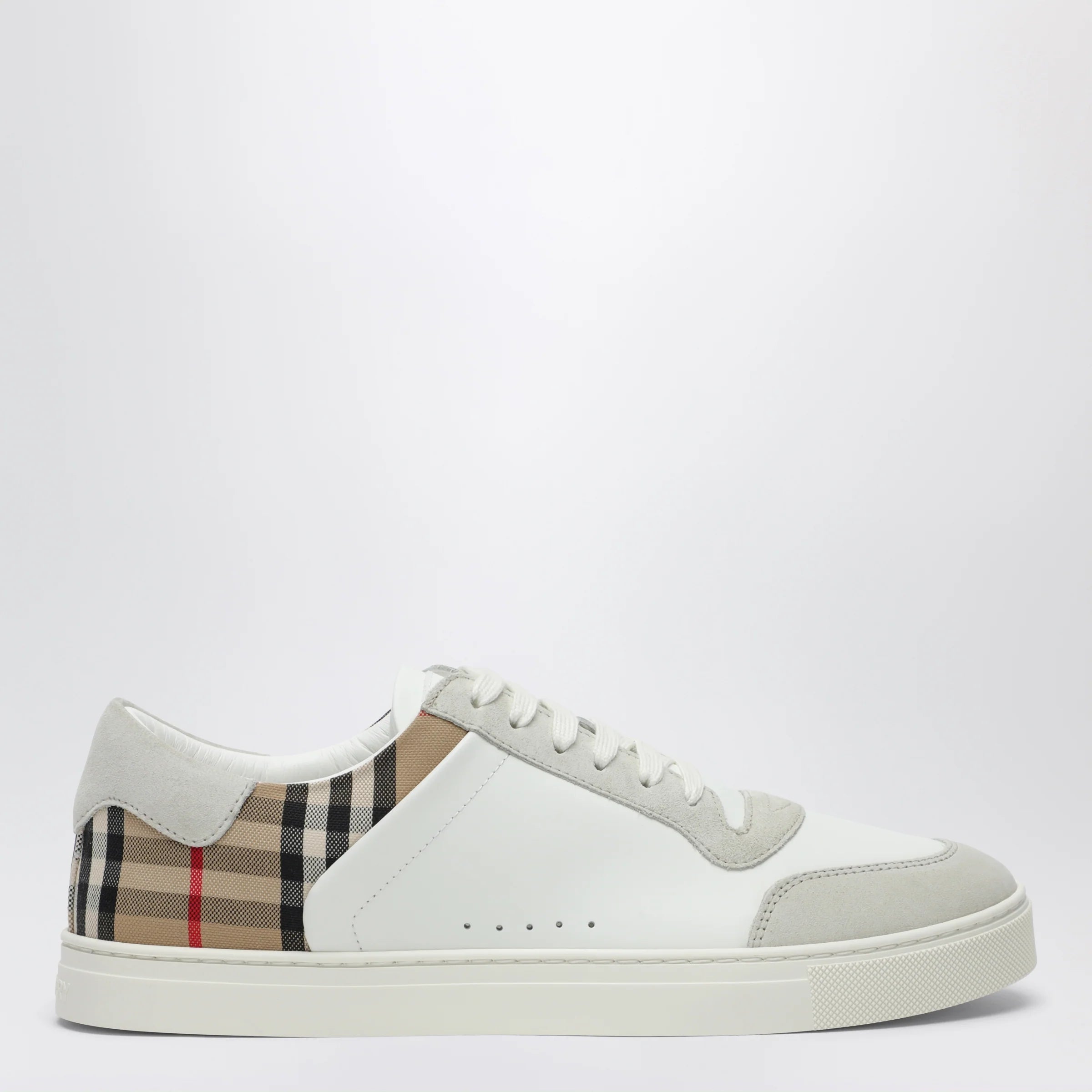 Burberry White and Check leather sneakers